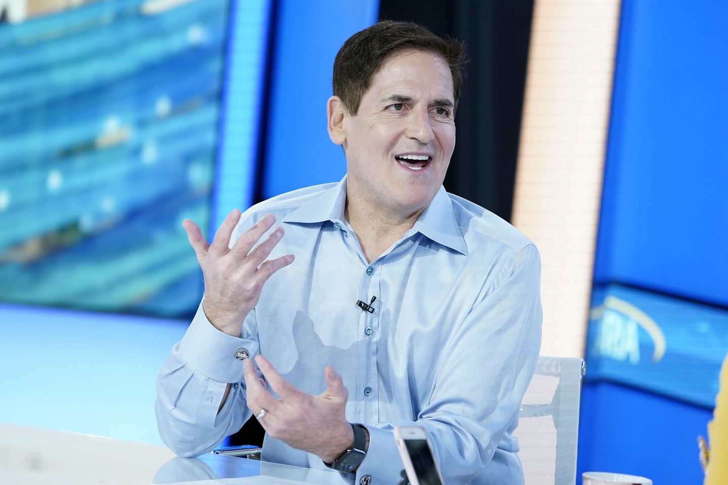 NEW YORK, NEW YORK - NOVEMBER 14: (EXCLUSIVE COVERAGE) Mark Cuban visits &quot;Mornings With Maria&quot; at Fox Business Network Studios on November 14, 2019 in New York City. (Photo by John Lamparski/Getty Images)